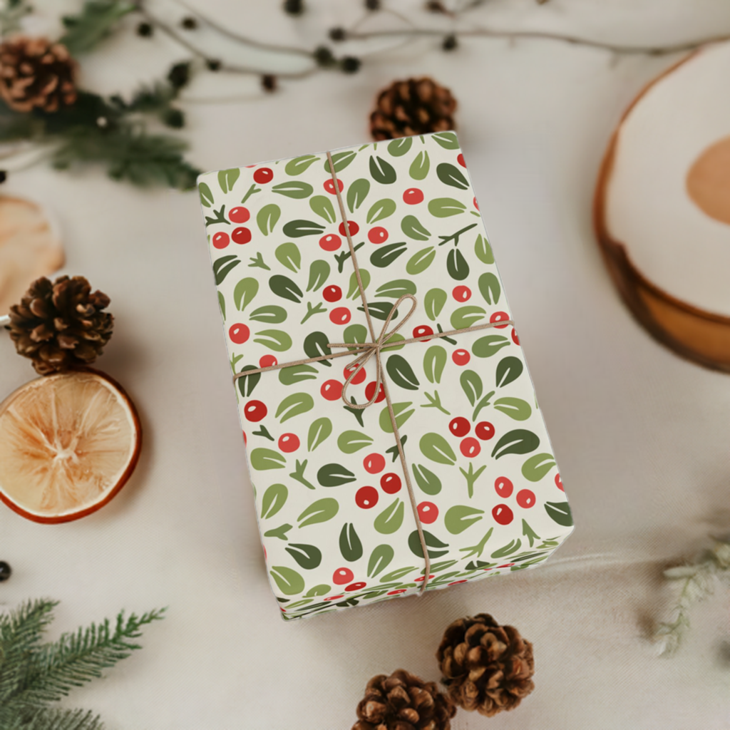 Retro Lovely Mistletoe Gift Wrapping Paper