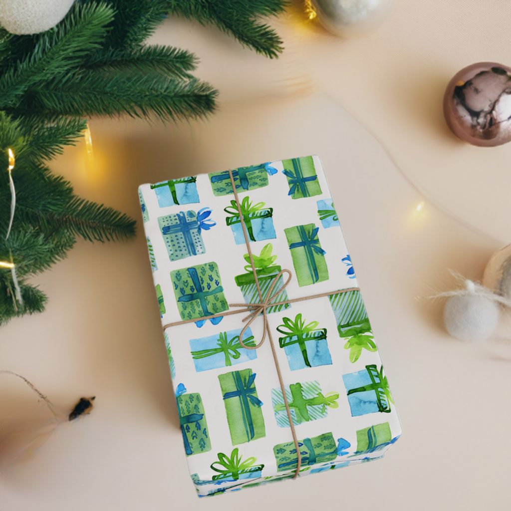 Vibrant Blue Gifts Holiday Gift Wrapping Paper