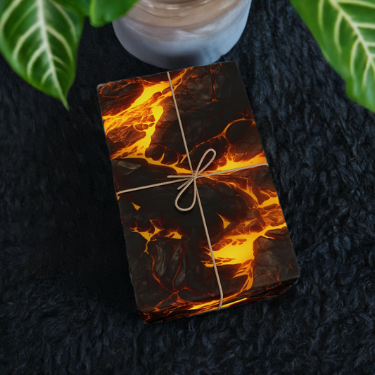 Volcanic Stone & Fire Earth Tones Wrapping Paper - Gem, Nature, Marble, Lava, Geode and Volcano Inspired Premium Gift Wrap Design for Elegant, Fun and Creative Gift Wrapping